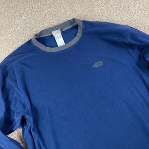 The North Face Mens Long Sleeve Fleece Pullover Shirt Large Blue Green Trim